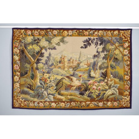 Savonnerie d'Aubusson : tapisserie scène de Château