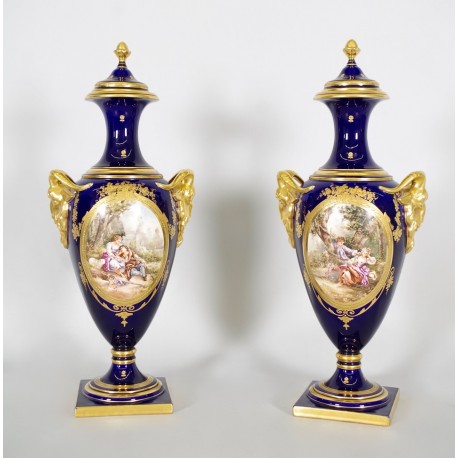 Samson : paire de vases en porcelaine style Sèvres