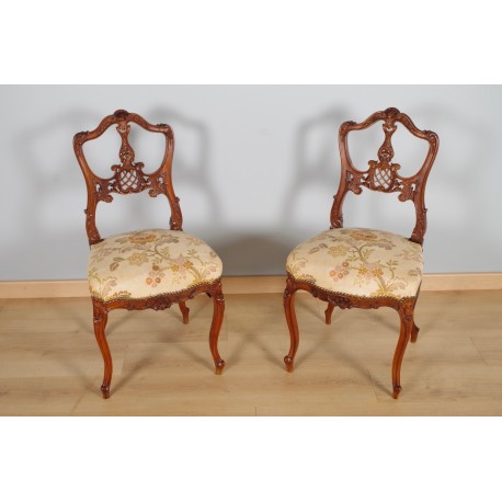 Paire de chaises style Louis XV rocaille 1900