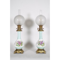 Paire de lampes Napoléon III en porcelaine