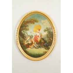 Tableau scène galante dans le goût de Jean-Honoré Fragonard